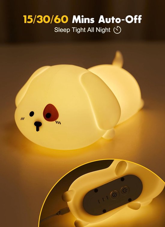 Schattig puppy-nachtlampje-Nachtlampje-Nachtlampje Baby-Nachtlampje Kinderen-Leeslamp-7 Kleuren Aanraaklicht-Oplaadbaar-Warm Licht van Merkloos — afbeelding 2