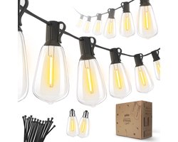 Partizzle 15m LED Lichtsnoer Edison - 25 Lampjes Slinger - Waterdicht Lichtslinger voor Buiten Terras en Camping - Tuinverlichting - 2700k / Warm Wit Partizzle 15m LED Lichtsnoer Edison - 25 Lampjes Slinger - Waterdicht Lichtslinger voor Buiten Terras en Camping - Tuinverlichting - 2700k / Warm Wit