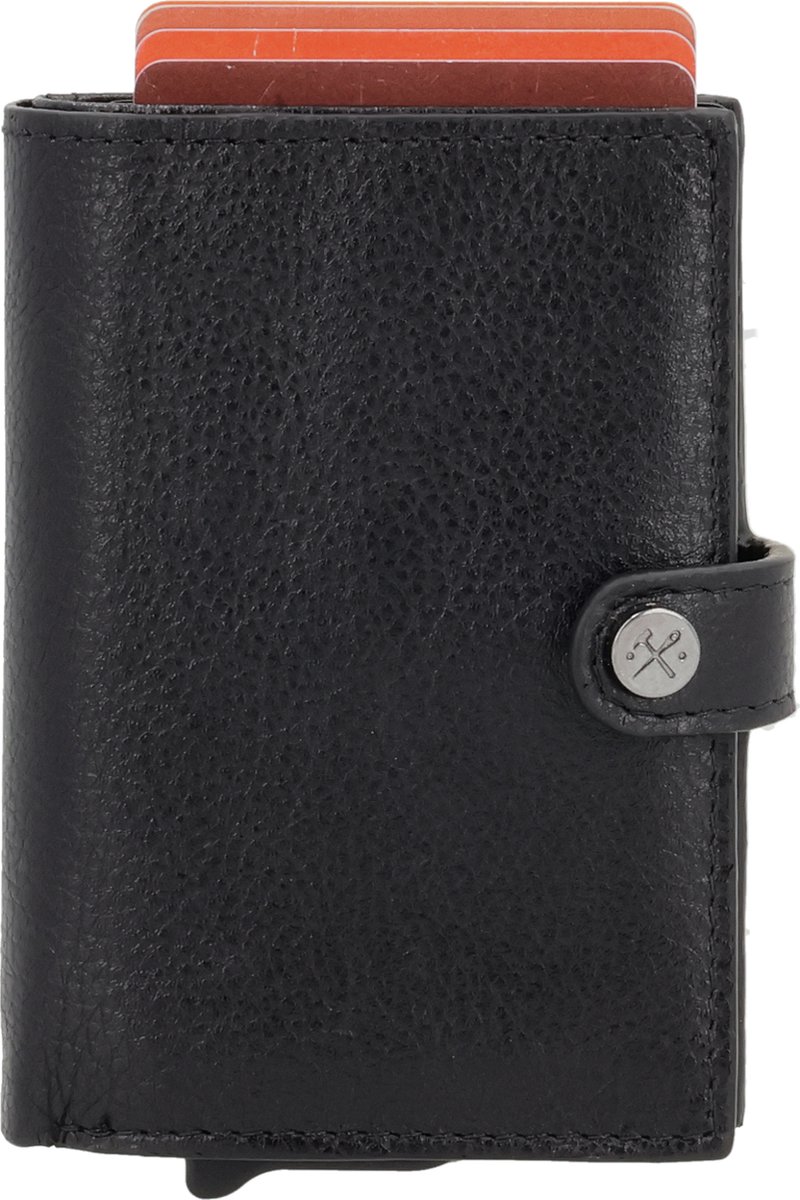 Hide & Stitches Porto Safety Wallet - 100% Leer - Zwart