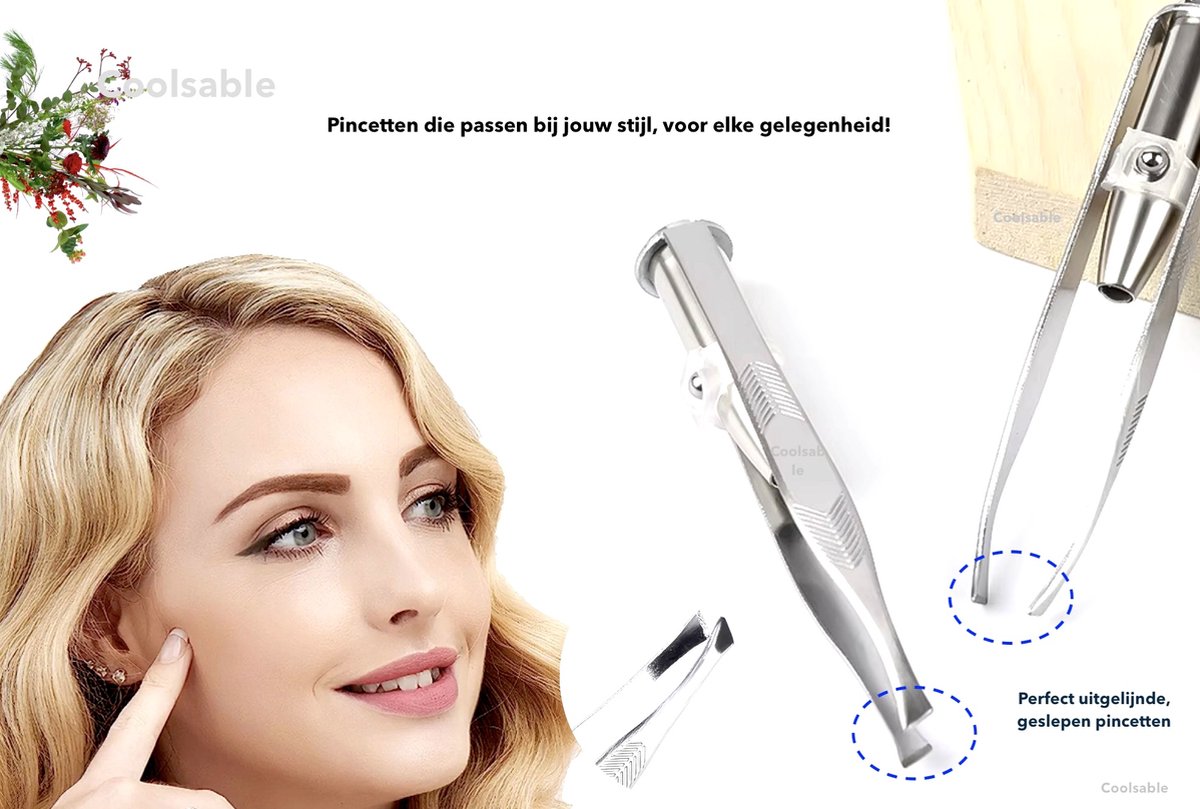 LED Lamp Wenkbrauw Pincet Trimmer I Epileren I Verlichte RVS Tweezer Pincet I Met 3 Batterijen Extra