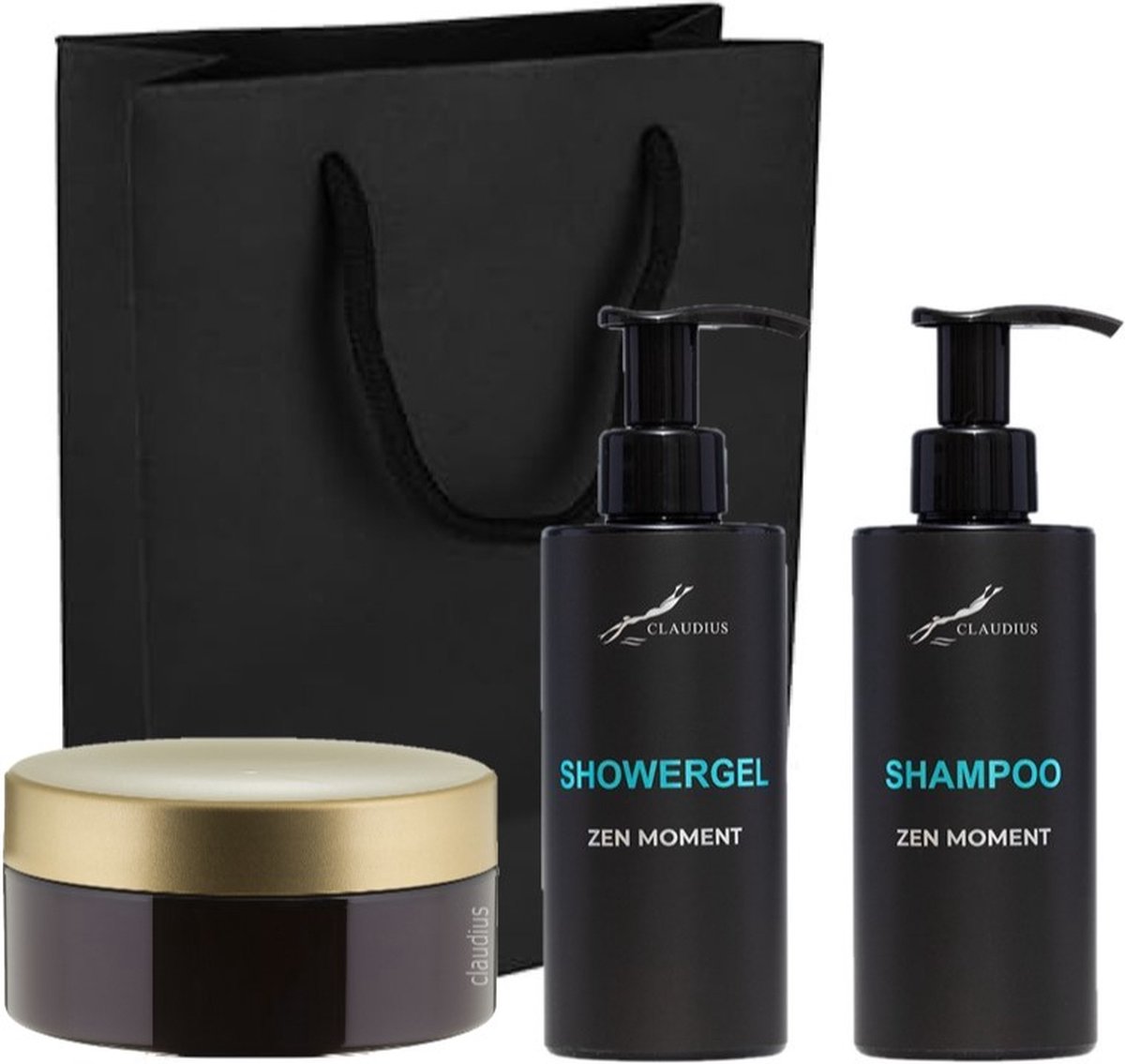 Goedkoopste Douchepakket Zen Moment - Showergel Bodylotion Scrubzout 300 gram - 300 ml per fles - set van 2 stuks - met luxe gift tas - kerst cadeau - giftset voor hem en haar