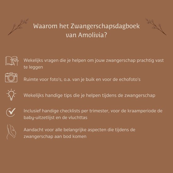 Amolivia 9 Maanden Zwangerschapsdagboek - Mijn 9 Maanden Dagboek - Negen maanden invulboek - Crème