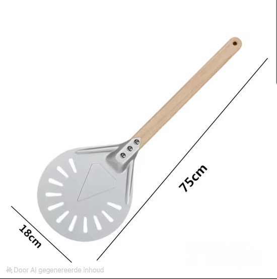 Foto: Pizzaschep pizza draaischep pizzadraaier van aluminium met houten handvat 75cm