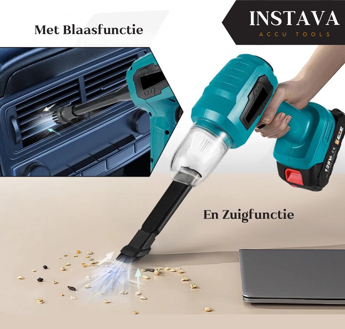 Instava - Accu Auto Stofzuiger incl. 2x Accu (2.0Ah) - afbeelding 2
