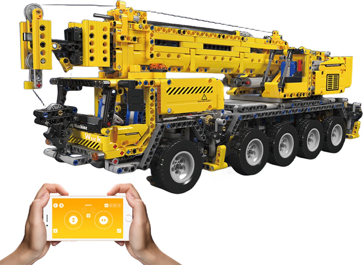 DW4Trading Remote Controlled Mobiele Hijskraan met 8 Motoren - 2688 Onderdelen - Takelwagen met Afstandsbediening - Compatibel met Grote Merken