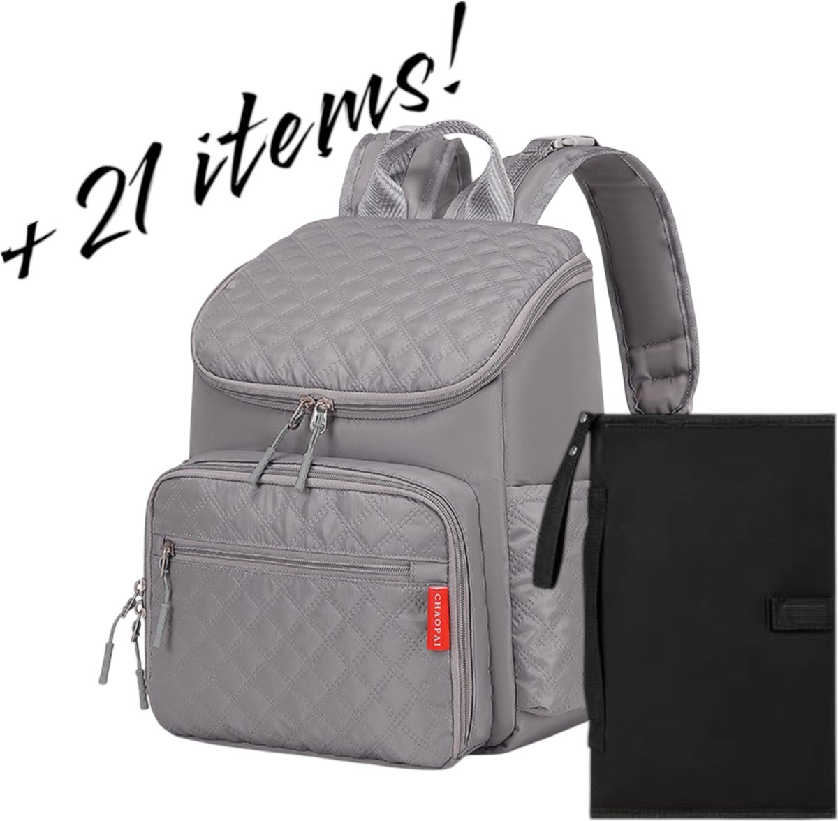 Goedkoopste Jaxx -grijs- Luiertas-inclusief 21 essentiele benodigheden-Luiertas Rugzak–kinderwagen haken-geisoleerde flessenvakjes-Luiertassen–Verzorgingstas–Luier Organizer–Kraamcadeau–Kraampakket-Kraampakketten-Baby Cadeau-Kraamkado meisje-Kraamkado jonge