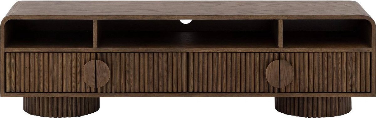 Goossens Tv Meubel Melani, 4 Deuren 3 Open Vakken 160 Cm Breed - Hout Bruin
