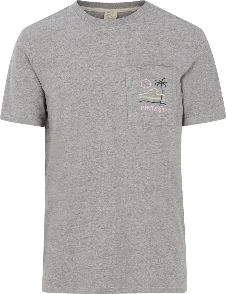 Protest Prtaston – T shirt Heren – Korte mouwen – Ronde hals Grijs