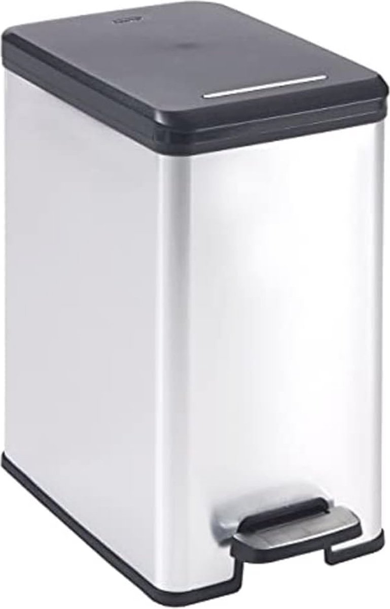 Goedkoopste Slimbin Pedaalemmer 25L - Extra Smal en Duurzaam in Zilver Metallic/Zwart
