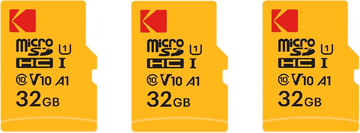 Set van 3 KODAK Micro SDXC-kaarten van 32 GB Premium: snelheid en betrouwbaarheid voor uitzonderlijke opslagcapaciteit