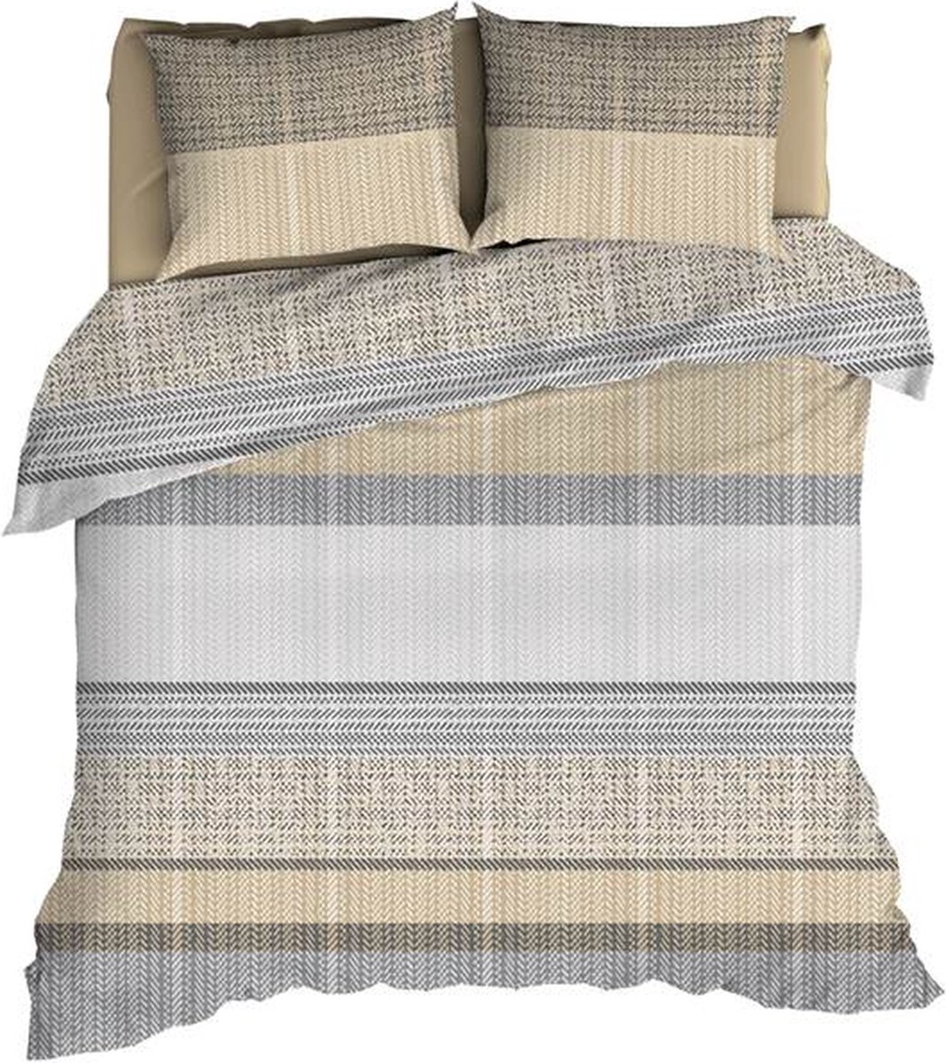 Romanette Cortina Dekbedovertrek - Tweepersoons - 200x200/220 cm - Beige/Grijs
