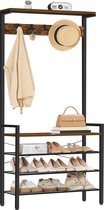 IN.HOMEXL Kapstok - Garderoberek - Schoenenrek - Opbergrek - Bruin - 74x30x181cm Jonas