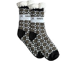 Sukats® Huissokken - Homesocks - Maat 41-46 - Antislip Sokken - Fluffy Sokken - Huissokken Heren - Slofsokken - Variant 143 - Meerdere Maten en Varianten - Kerstsokken