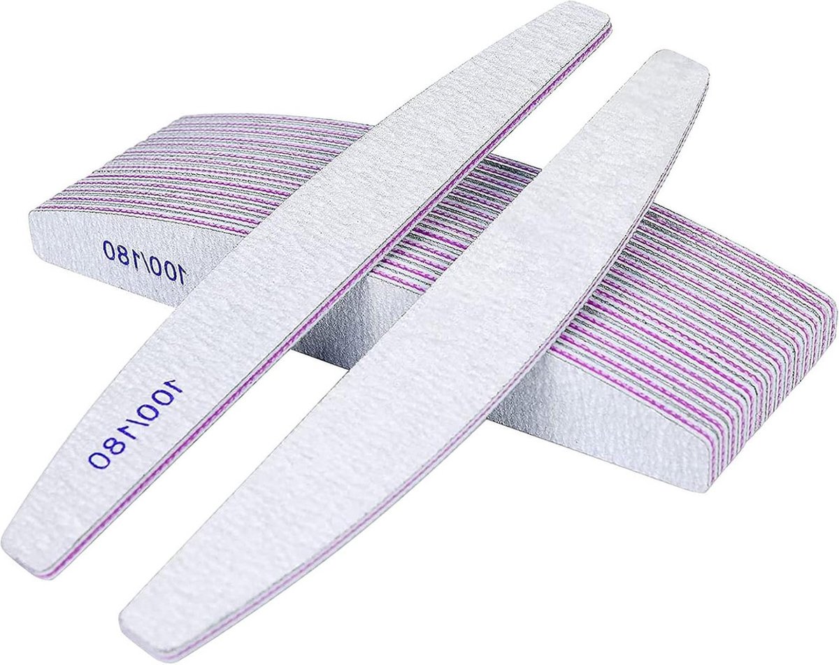 Goedkoopste 16 STKS Nagelvijlen Dubbelzijdige Emery Board - 100/180 Grit - Professionele Nagelvijlset - Gebogen Vingernagelvijlen - Nagelverzorging en Styling - Grijs