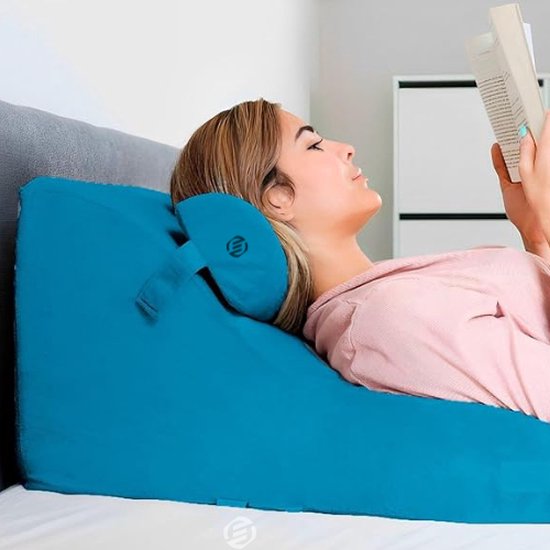 Imtrub Leeskussen voor bed, rugleuningkussen met armleuningen, lendenkussen om tv te kijken, in bed, spelen en lezen