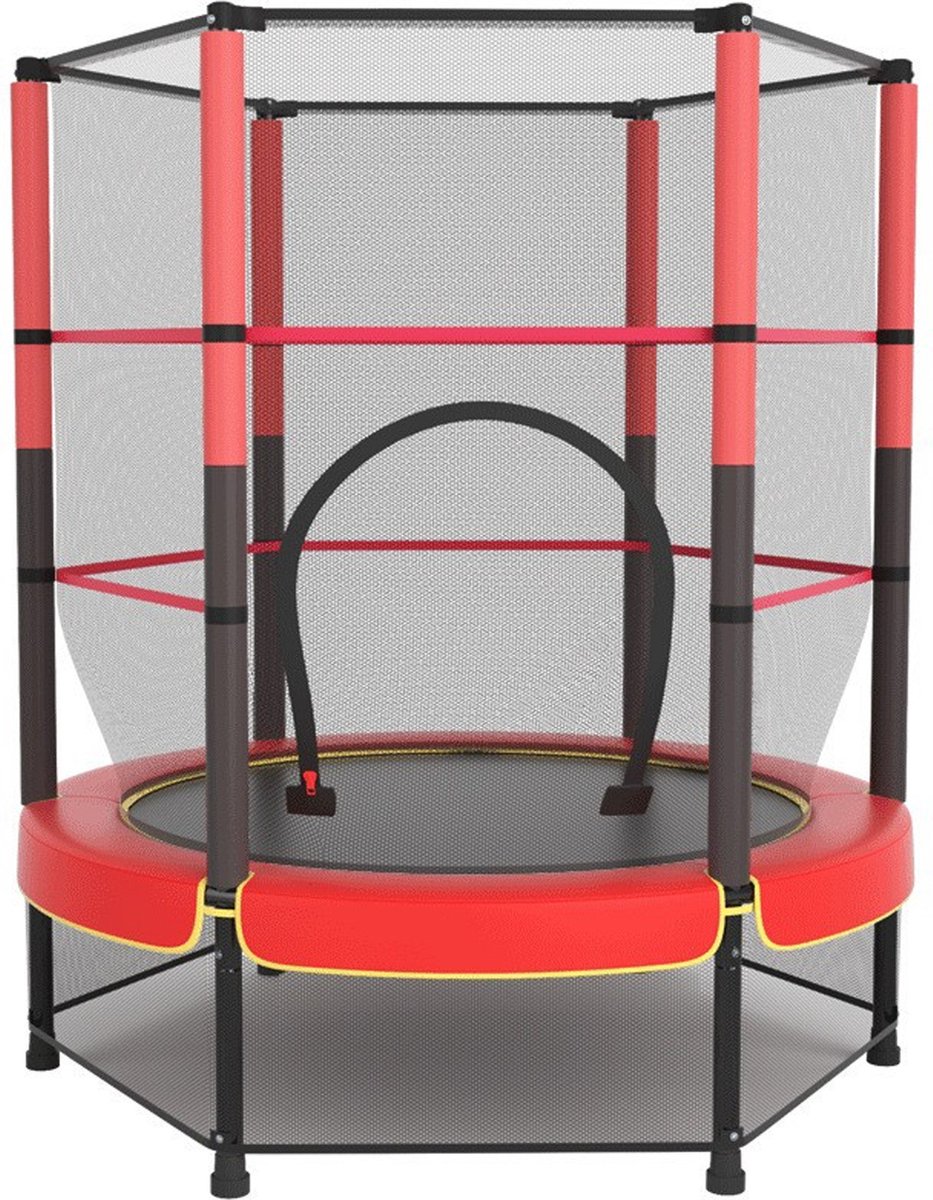 Foxsport Trampoline - Indoor & Outdoor Kindertrampoline - Met Veiligheidsnet en Veilige Rand - Met Elastieken - speelgoed - Ø140 cm - Roze