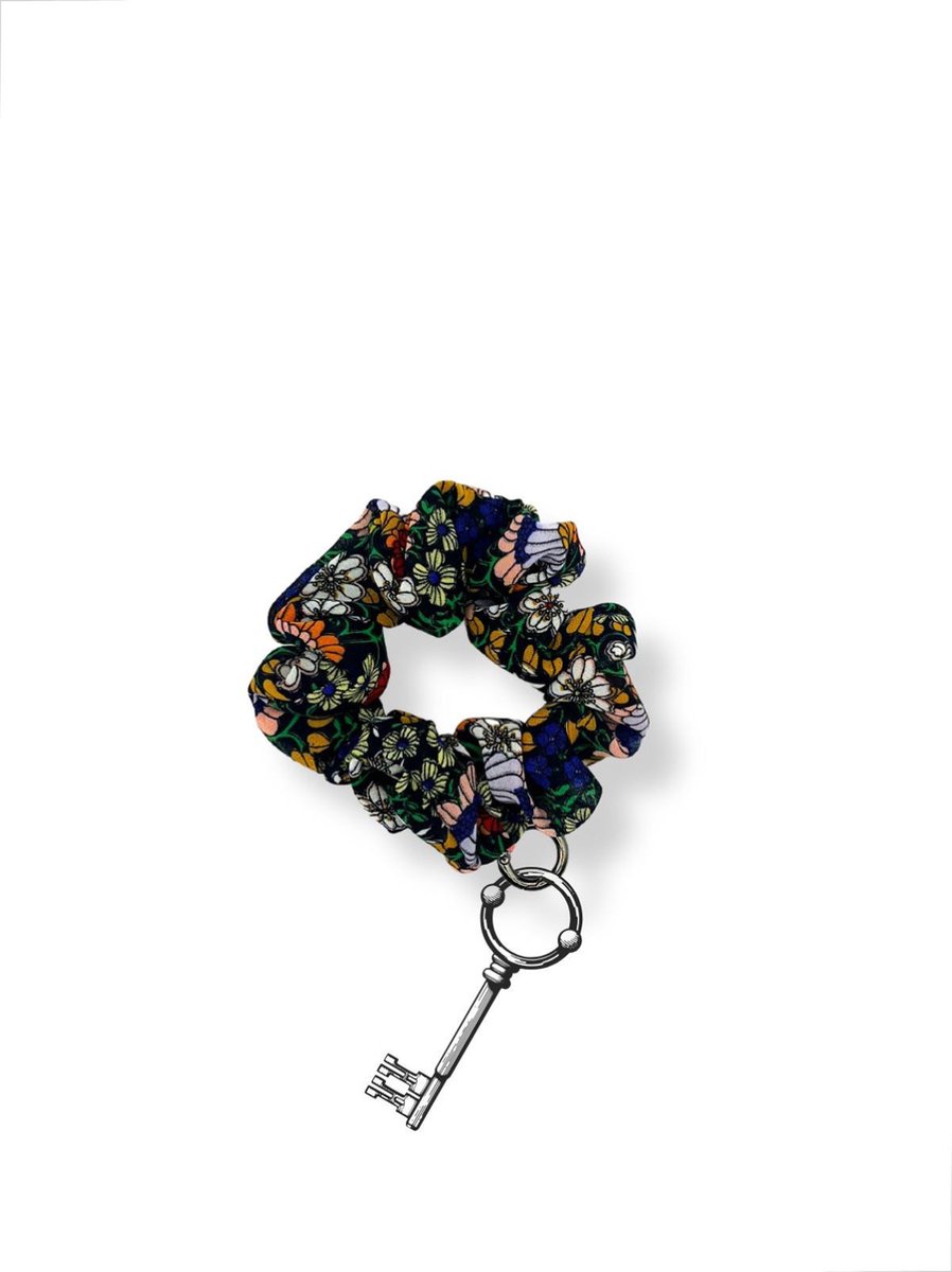 Scrunchie sleutelhanger - Sleutelbos - Duurzaam cadeau - Handmade - Bloemen