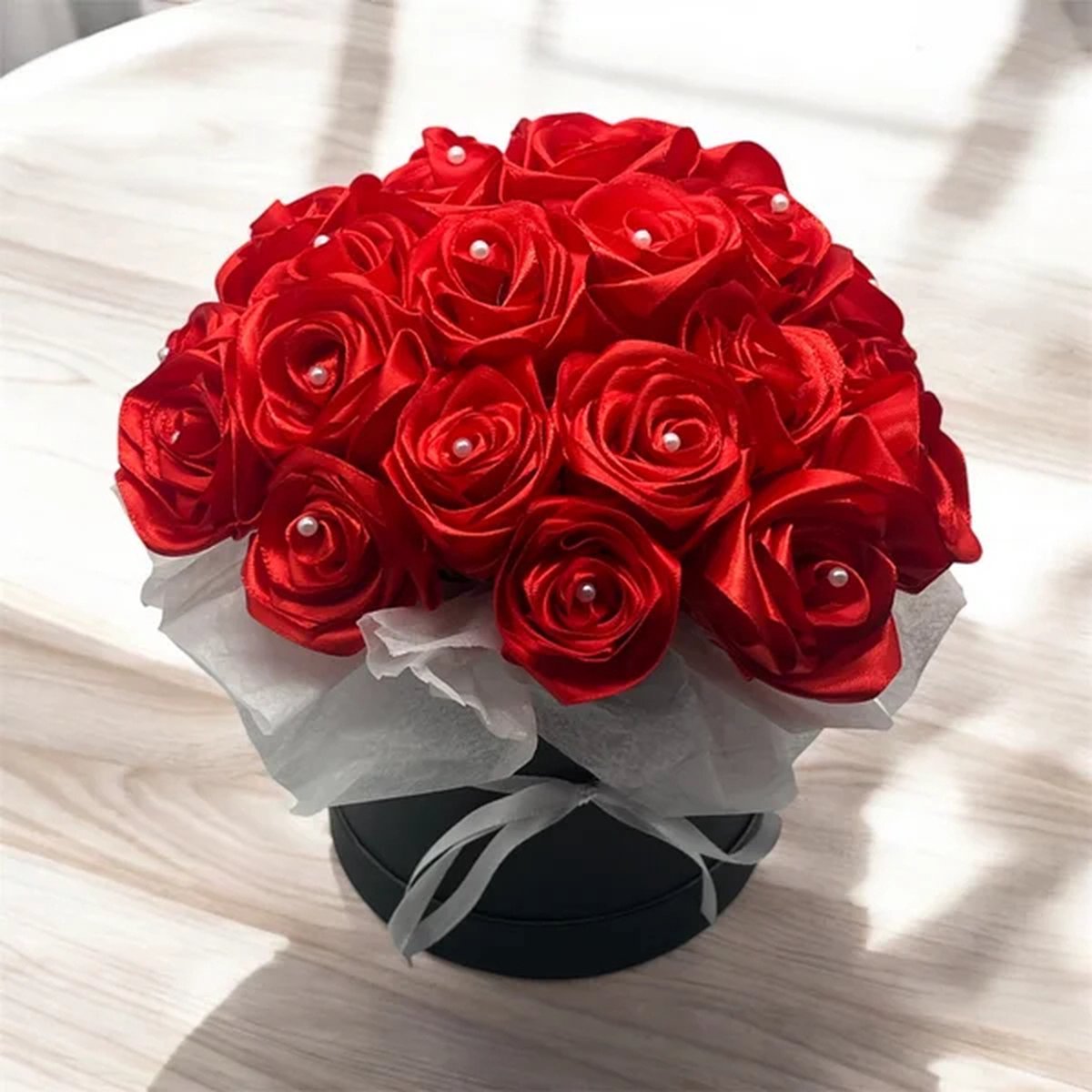 Rozenboeket - Satijnen boeket - Rozen - Rood