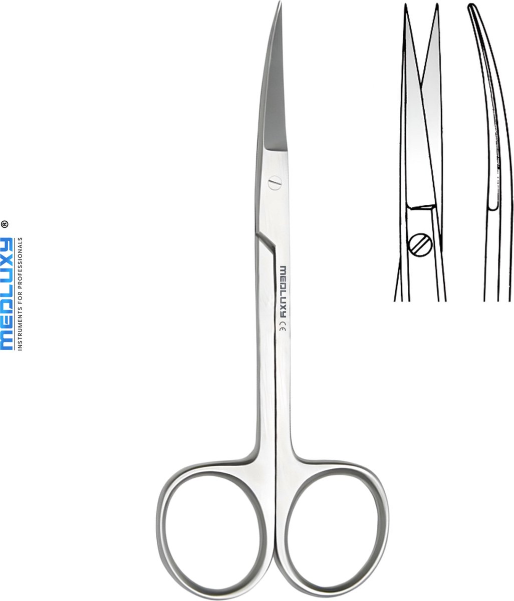 Goedkoopste Medluxy - Irisschaar Gebogen Scherpe Punt - EHBO Verpleegkunde Verbandschaar 11.5 cm - Nagelriemschaar Wenkbrauwschaar