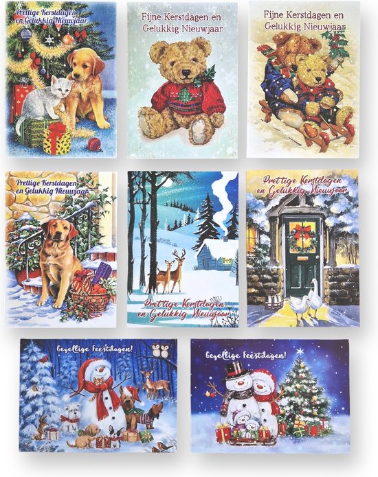 50 Luxe cartes de Noël et du Nouvel An - 9.5x14cm - 2 x 25 doubles cartes avec enveloppes - série Nature