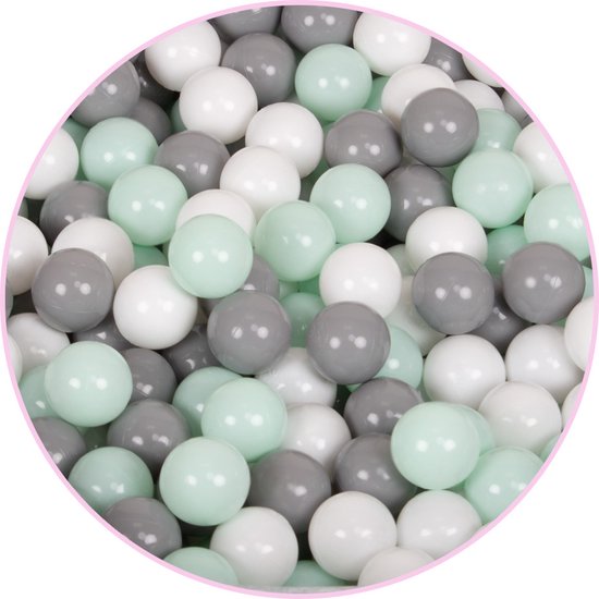 Selonis Ballenbad voor kinderen met 200 ballen ∅6cm 90x30cm - Ballenbak voor Baby's rond - Ballenbak ballen kleurrijke - Met schuimvulling - Ballenbad foam - Voor sensorische - Hellgrau: Wit Grijs Munt van Selonis — afbeelding 2