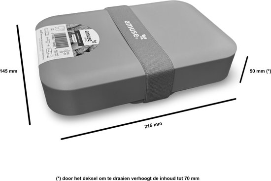 Amuse Boîte à Pain - Grande - Boîte à Lunch avec Support - Hauteur Réglable - Passe au Lave-Vaisselle - Oranje avec imprimé - Leaf Me Alone - 1500 ml