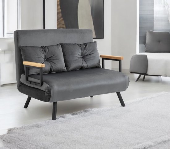 Slaapbank – Uitklapbaar – Slaapstoel – Logeerbed – Zetelbed – Slaapfauteuil – Vouwbed – 2 persoons – Zeer comfortabel – Grijs