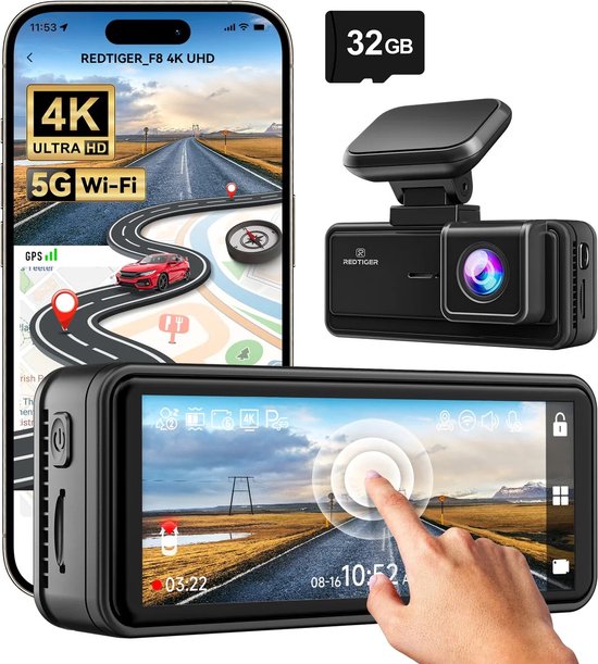 GKU D900 Dash Camera For Cars REDTIGER 4K Dash Cam Front And Rear