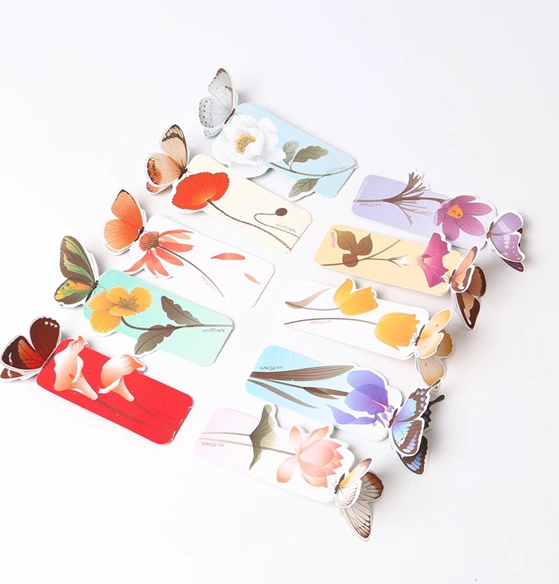 Boekenlegger Vlinder & Bloem – Bladwijzer - Bookmark – Kaartje - Kleine Cadeautjes - Set van 3