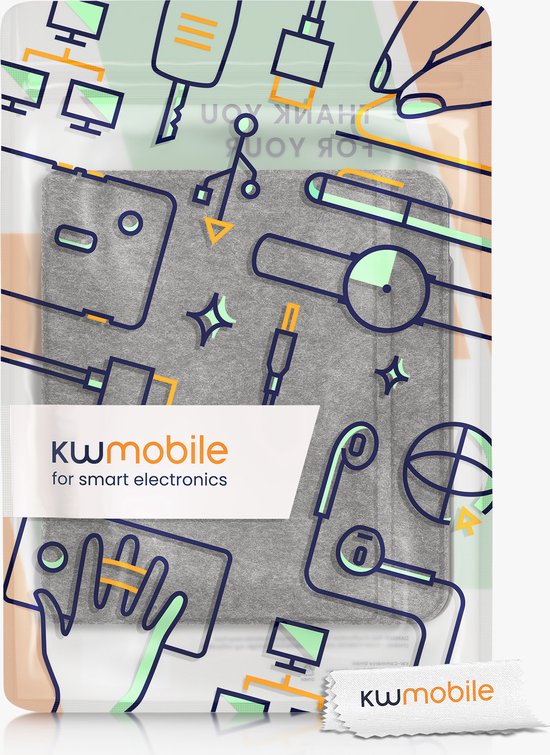 kwmobile hoes geschikt voor Kobo Libra Colour - e-reader beschermhoes van vilt - donkergrijs van Merkloos — afbeelding 2
