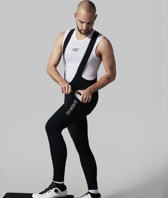 Acelera Intermediate Fietsbroek Lang heren met Zeem en Bretels - Thermo Lange Wielerbroek - Winter Fietsbroek Lang - Zwart - Maat XS — afbeelding 2