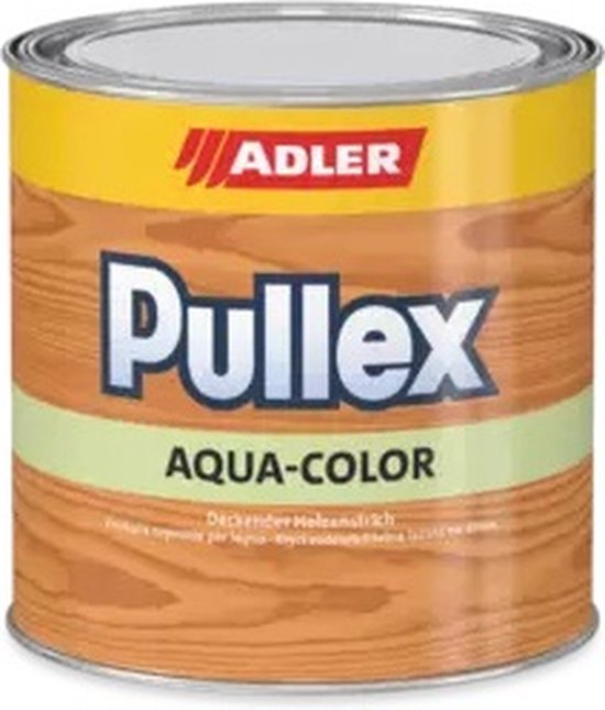 Blik Adler Pullex Aqua-Color, kleurloos, op houtnerf achtergrond.