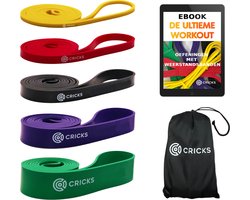 CRICKS Weerstandsbanden – Resistance band - Fitness Elastieken – Pull Up Band - Incl. eBook met Oefeningen & Draagtas