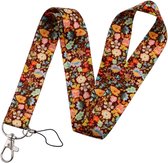 Travel Cords - Keycord Vintage Flowers - stevig lanyard - sleutelhanger - sleutelkoord - met telefoonkoord - sleutels