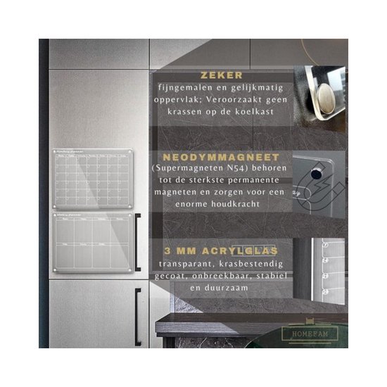 KTRIO Maandplanner, whiteboard, A3, karweitenkaart, magnetisch whiteboard voor koelkastkalender, maandplan, maandplan, herinneringsbord voor maaltijdplanning of winkelen