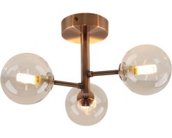 Olucia - AMER - Badkamer Plafondlamp - Koper / Transparant - Geschikt voor Badkamer - Vorm: Rond