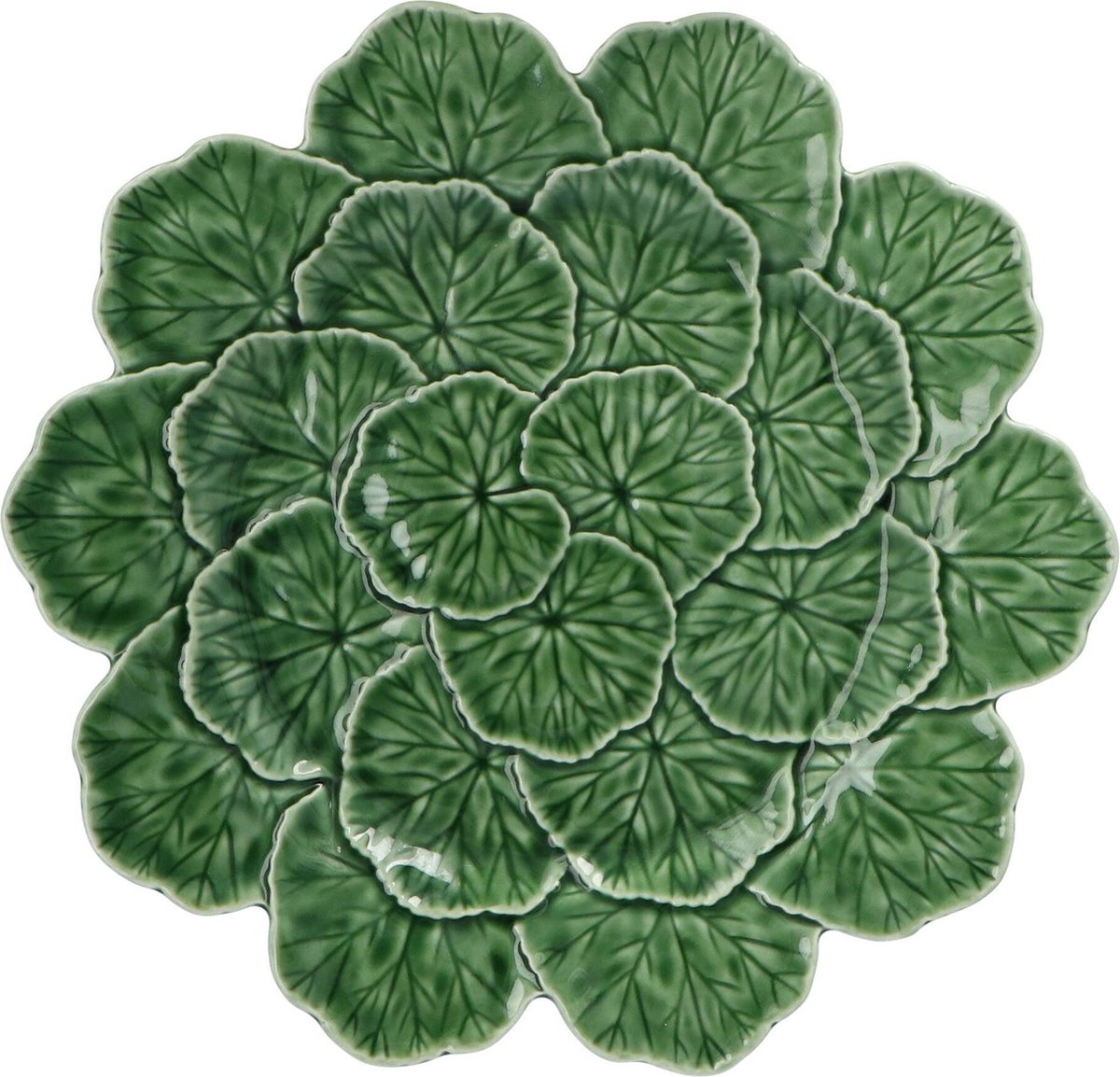 Bordallo Pinheiro - Taartplateau op voet Geranium groen 33cm - Taartplateaus