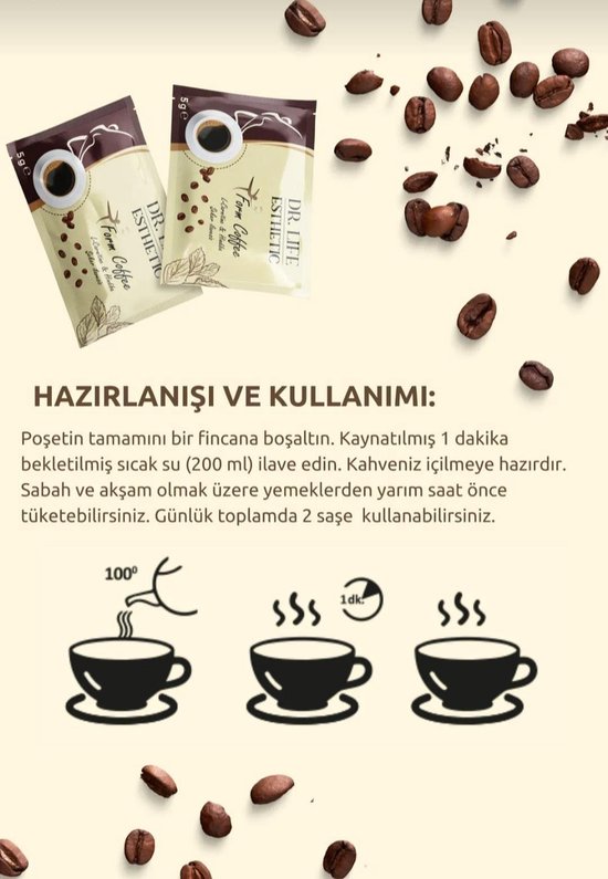 Dr Life Esthetic - Form Detox Coffee | 150 Gram | Form ve detoks kahvesi | 1 Maand Kuur | Met L-Carnitine & Chichoreibloem | Hindiba Kahvesi | 30 Sachets / 30 Zakjes