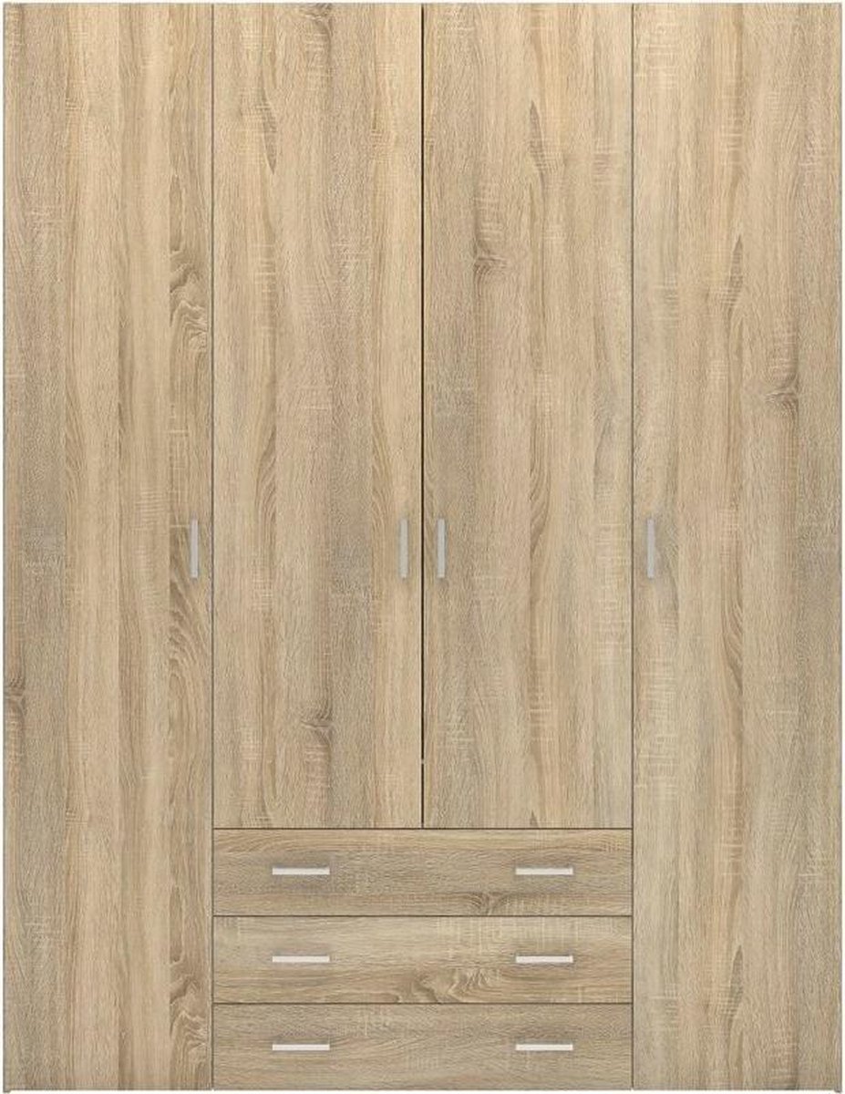 Armoire Spell Hauteur 200,4 cm 4 portes et 3 tiroirs Décor chêne