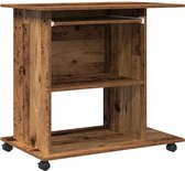 vidaXL - Bureau d'ordinateur - 80x50x75 - cm - décoré - bois - ancien - couleur bois