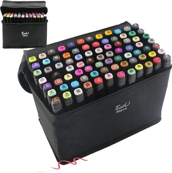 Touch® Markeerstiften – Dual-Tip Markers – Twinmarkers – Alcohol Markers – Kleurstiften – Stiften voor Volwassenen – Etui – 80 Stuks