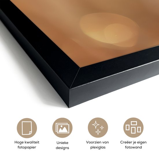 Poster in lijst - Fotolijst 30x40 cm - Posters - Paardenbloem - Beige - Natuur - Bloem - Posterlijst zwart - Decoratie - Wanddecoratie woonkamer - Muurdecoratie slaapkamer