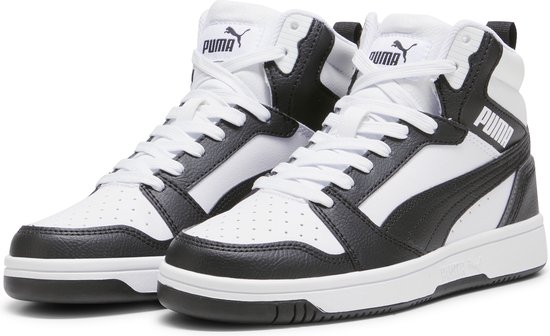 Baskets pour femmes Kinder PUMA Rebound V6 Mid Jr - Wit/ Zwart - Taille 36