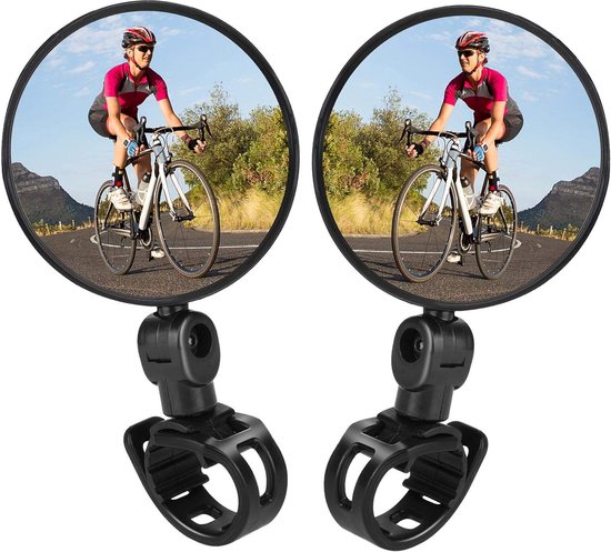 Arkham Fietsspiegel 360° draaibare stuurspiegel, veilige achteruitkijkspiegel voor 17,4-22 mm stuurs,stevig,duurzaam,achteruitkijkspiegel voor fietsen voor e-bikes, racefiets, mountainbike(1 stuk