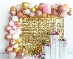Gouden Pailletten Decoratie Set - Luxe Achtergrond Voor Verjaardag - Bruiloft & Feestlocaties - Shimmer Muur Voor Video-Opnamen & Woondecoratie (30Cm x 30Cm - 12 Stuks)