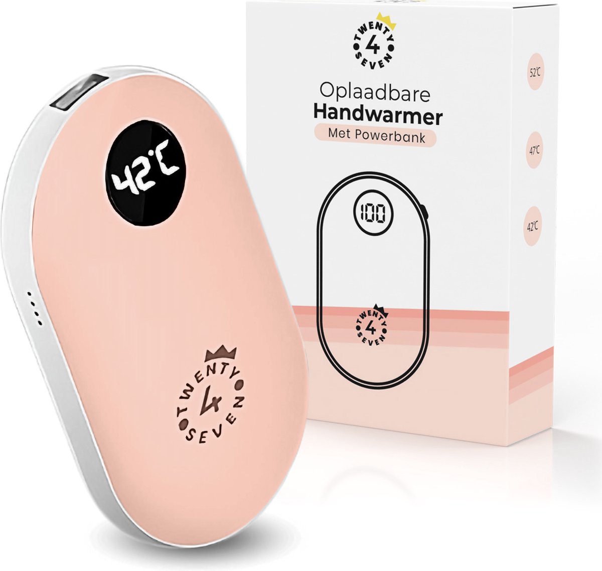 Goedkoopste Twenty4seven® 2 in 1 Elektrische Handwarmer - Handwarmers Elektrisch - 2 tot 4u Warmte - Handverwarmer met Powerbank - Roze - Herbruikbaar & USB Oplaadbaar
