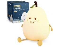 Oplaadbaar nachtlampje kinderen - Peertje - Touchbediening - 8 kleuren - Tijdfunctie - Wake-up Light - Kinder nachtlampje - Slaapkamer - Nachtlampje kinderen - Dimbaar - Draadloos - Nachtlampje baby – Bedlampje