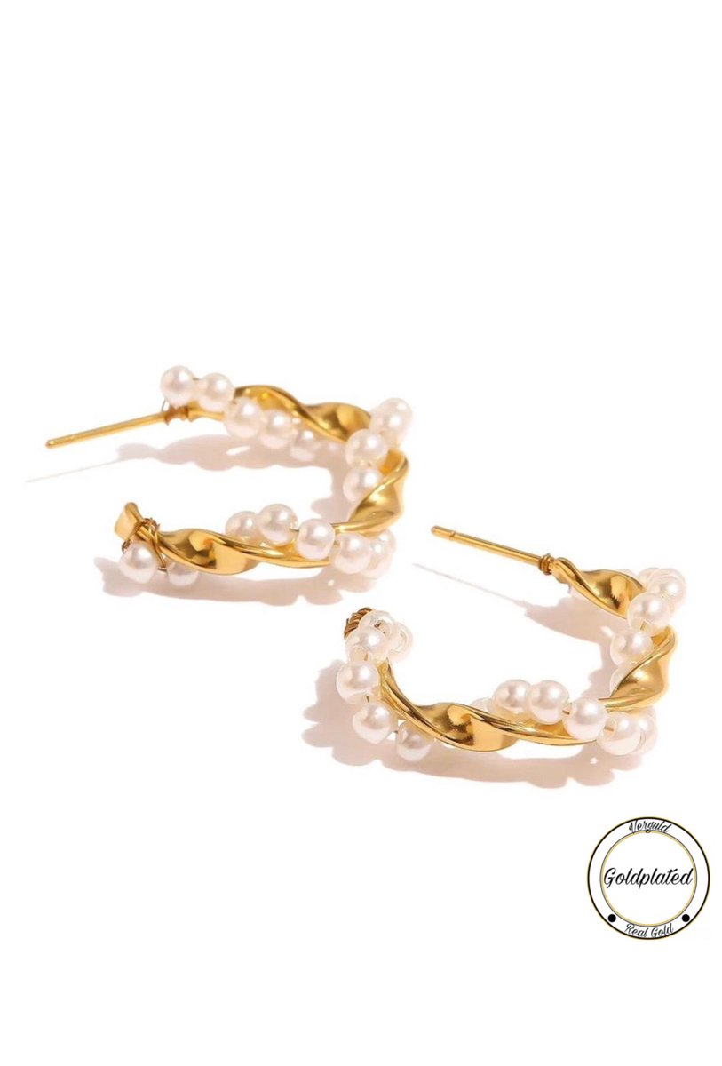 Soraro Goudkleurige Bicolor Parel Earrings | Goldplated | Parel | Dames Oorbellen | Elegante Oorbellen | Cadeau Voor Haar | Verjaardag Cadeau