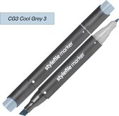 Stylefile Twin Marker - Cool Grey 3 - Deze hoge kwaliteit stift is ideaal voor designers, architecten, graffiti artiesten, cartoonisten, & ontwerp studenten