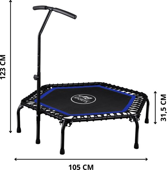 AJ-Sports Fitness Trampoline - Mini Trampoline - Inclusief grijpstang - Ø 105cm - Belastbaar tot 100 kg - Trampoline - Trampolines
